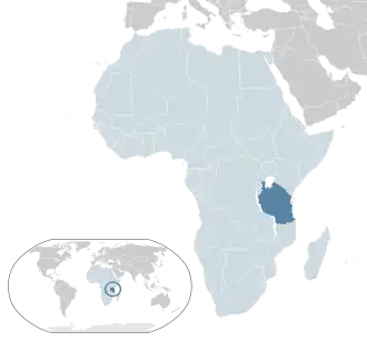 Location of &nbsp;Tanzania&nbsp;&nbsp;(dark blue)in the African Union&nbsp;&nbsp;(light blue)