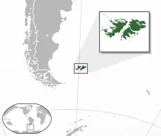Location of the Falkland Islands.