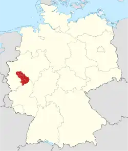 Location of Bergisches Land in Germany