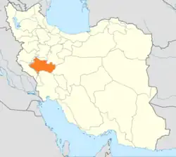 Map of Iran with Lorestan highlighted