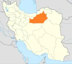 Map of Iran with Semnān highlighted