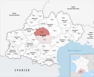 Location within the region Occitanie
