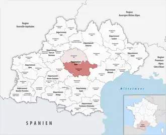 Location within the region Occitanie