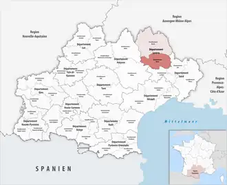Location within the region Occitanie
