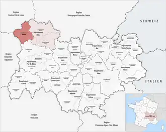 Location within the region Auvergne-Rhône-Alpes