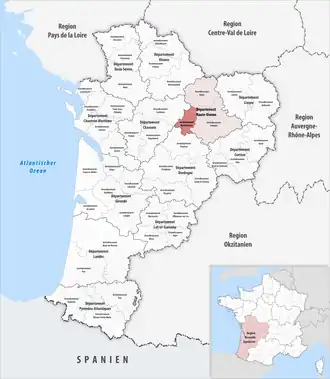 Location within the region Nouvelle-Aquitaine