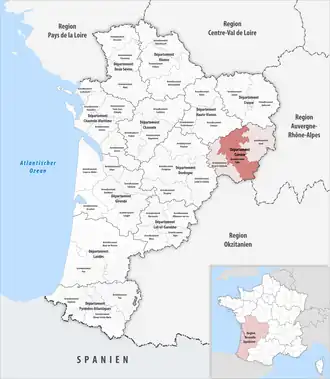 Location within the region Nouvelle-Aquitaine