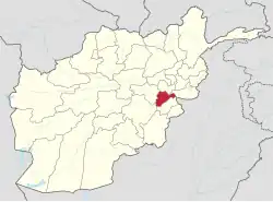 Map of Afghanistan with Logar highlighted