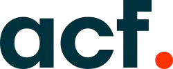 The lowercase letters A C F in blue, followed by an orange baseline dot.