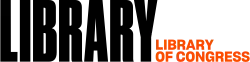 the word "library" in bold, narrow letters, with "library of congress" to its left in small orange type