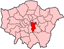 Location of the London Borough of Southwark in Greater London