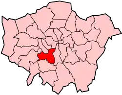 Location of the London Borough of Wandsworth in Greater London