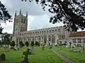 Holy Trinity Church at Long Melford has a tower of knapped flint.