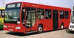 A Quality Line London East Lancs Esteem bodied Alexander Dennis Enviro200 Dart with middle doors.