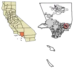 Location of Covina in Los Angeles County, California