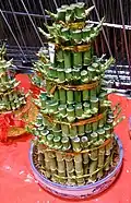 A small stand of bound bamboo, a common gift and decoration for the Chinese New Year