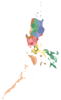 The colored region map of Luzon