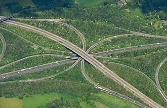 M25-M23 motorway interchange, Surrey, England.jpg