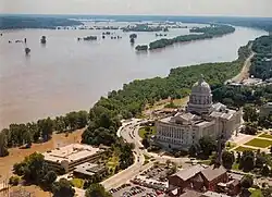 Flood waters inundated parts of Jefferson City, Missouri, and threatened the Missouri State Capitol during the "Great Flood of 1993".