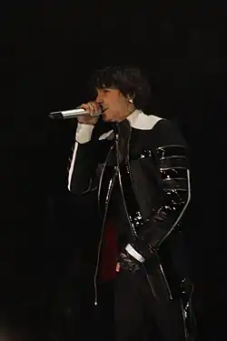 Ferman Akgül singing at the 2010 Eurovision Song Contest in Oslo.
