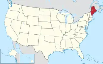 Map of the United States with Maine highlighted
