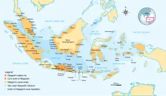 The greatest extent of Majapahit influence based on the Nagarakretagama in 1365