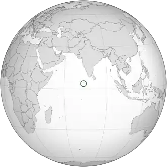 Location of Maldives in the Indian Ocean