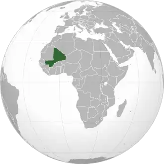 Location of &nbsp;Mali&nbsp;&nbsp;(green)
