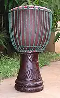 A Djembe drum made of hardwood