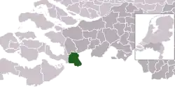 Highlighted position of Woensdrecht in a municipal map of North Brabant