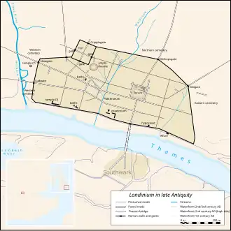 Vector map of Londinium in 400 AD
