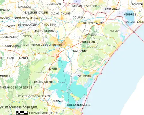 Map of the commune of Narbonne