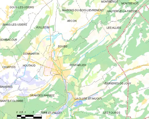 Map of the commune of Pontarlier