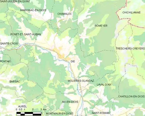 Map of the commune of Die