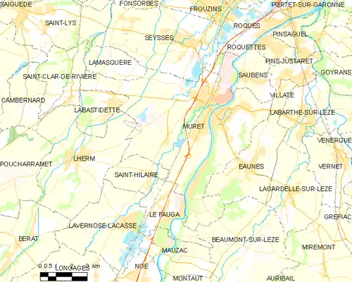 Map of the commune of Muret