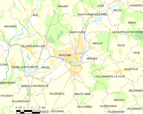 Map of the commune of Vendôme