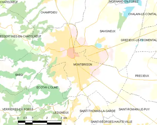 Map of the commune of Montbrison