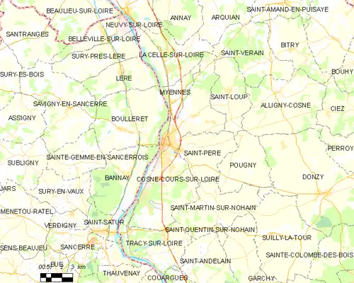 Map of the commune of Cosne-Cours-sur-Loire