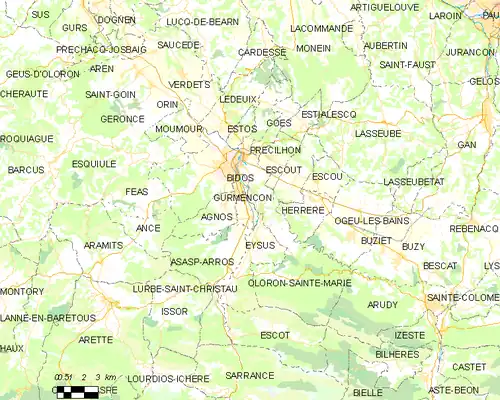 Map of the commune of Oloron-Sainte-Marie