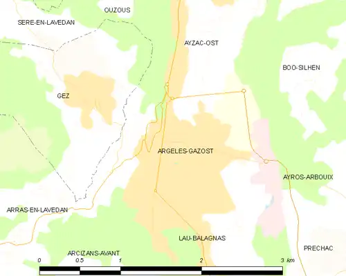 Map of the commune de Argelès-Gazost