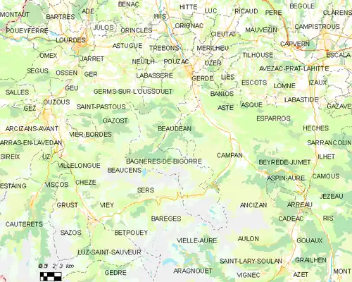 Map of the commune de Bagnères-de-Bigorre