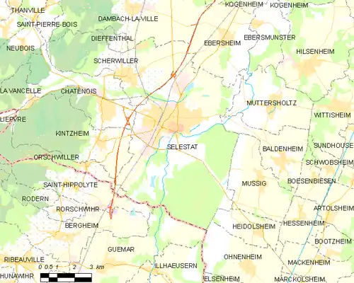 Map of the commune of Sélestat
