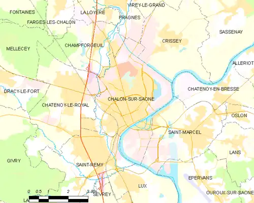 Map of the commune of Chalon-sur-Saône