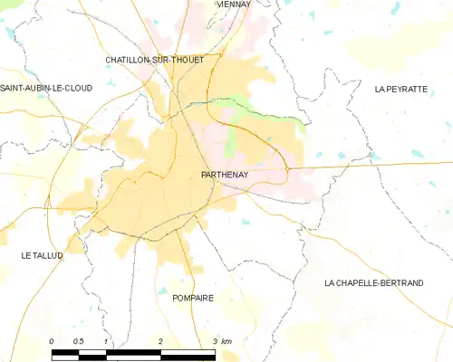 Map of the commune of Parthenay