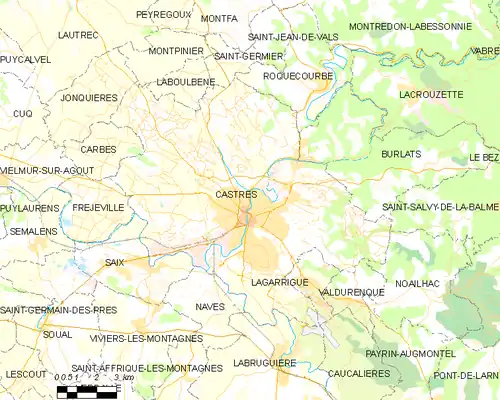 Map of the commune of Castres