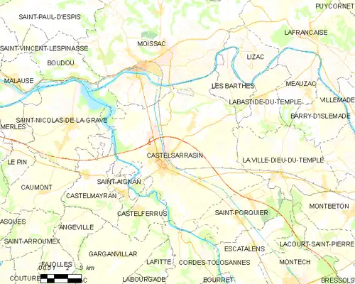 Map of the commune of Castelsarrasin