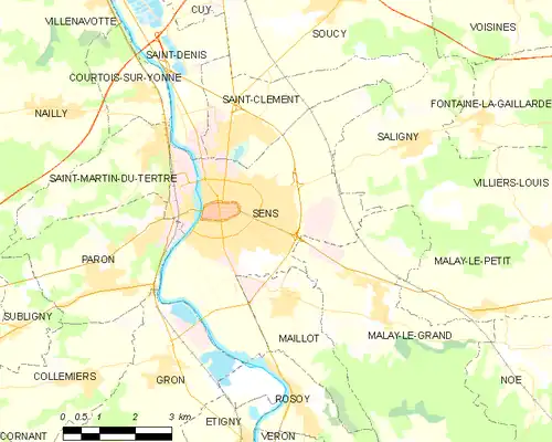 Map of the commune of Sens