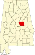 Map of Alabama highlighting Coosa County