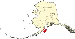 State map highlighting Kodiak Island Borough