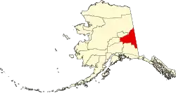 State map highlighting Southeast Fairbanks Census Area